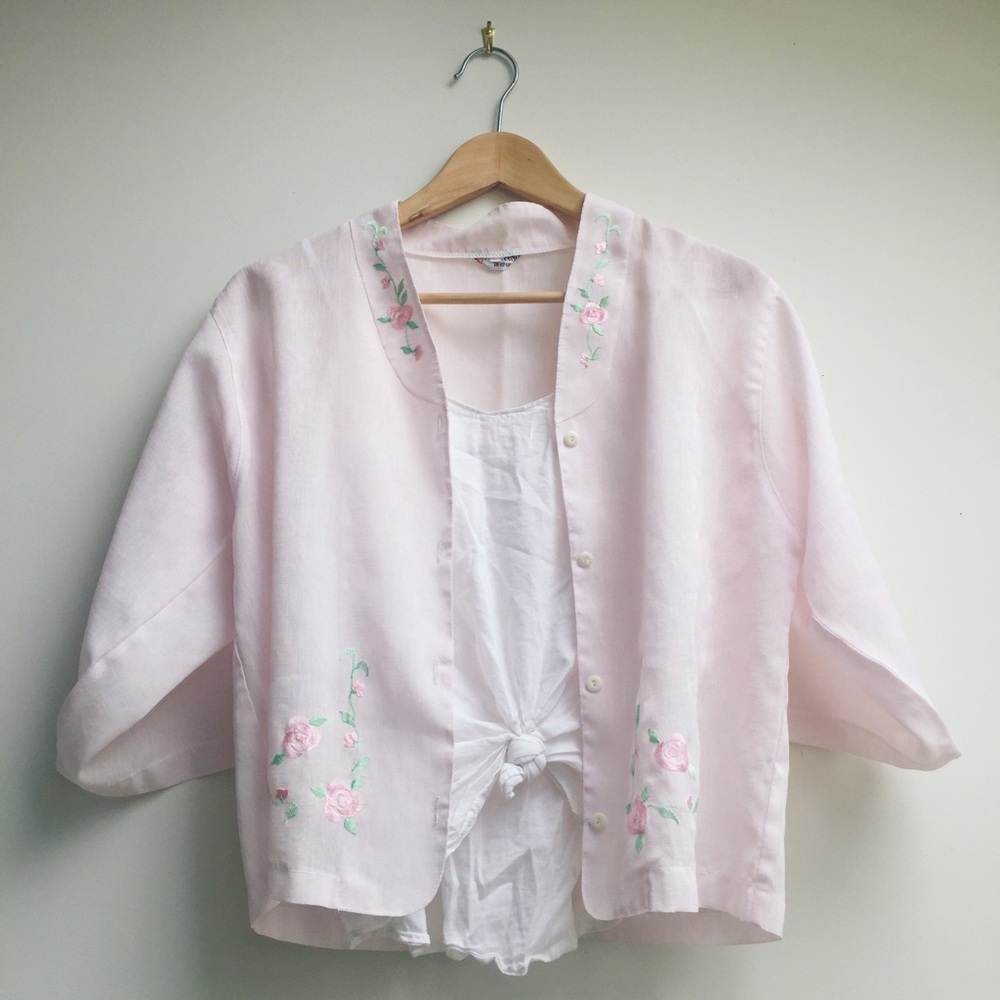 Vintage rose embroidered blouse
